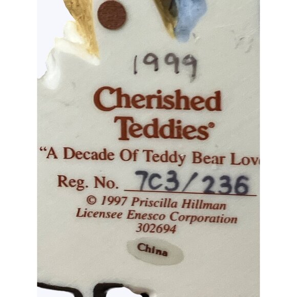 Cherished Cherubs 10 Years Wedding Anniversary Collectible Bear Figurine - Picture 9 of 10